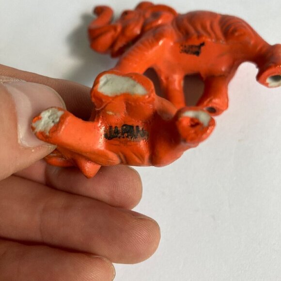 Orange Elephants Baby & Momma Mom Chained Japan Vintage - Picture 8 of 8